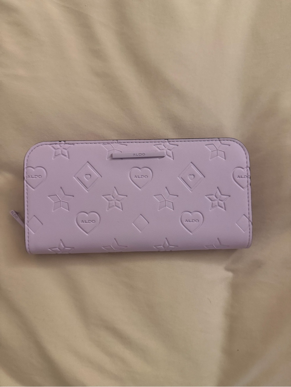 Aldo Lavender Embossed Heart & Star Zip Wallet